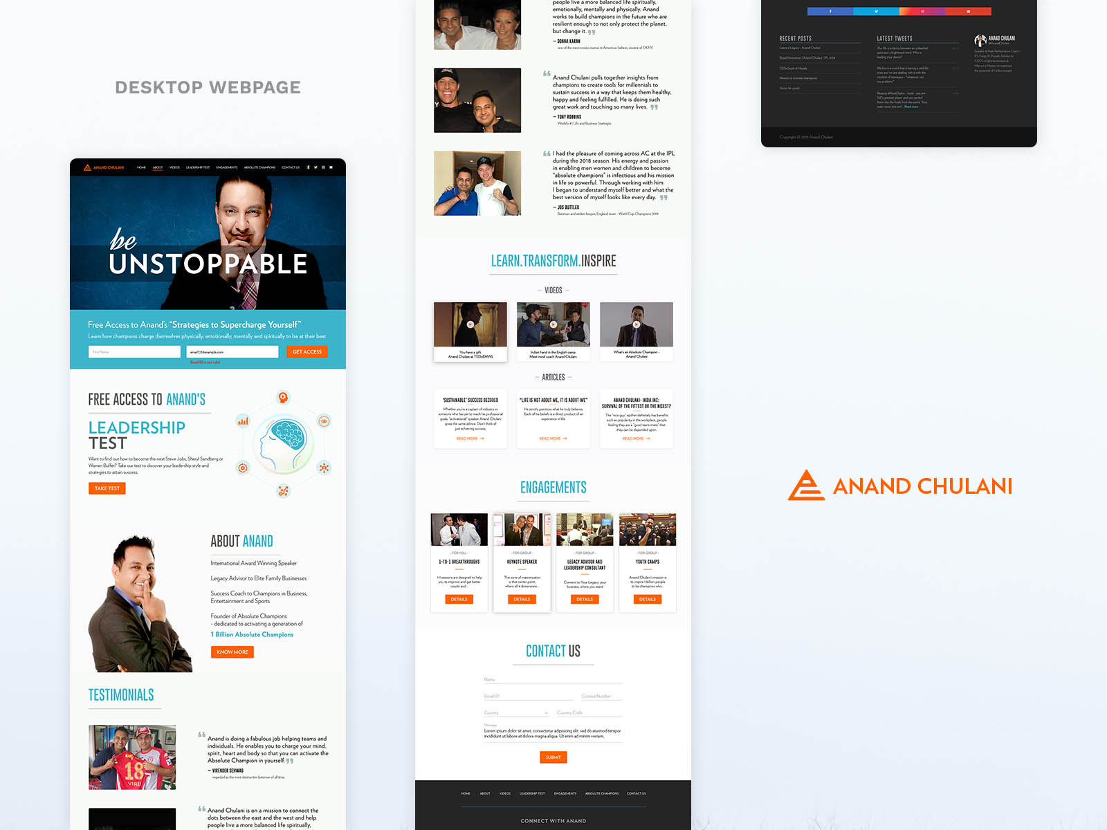 Desktop website for Anand Chulani